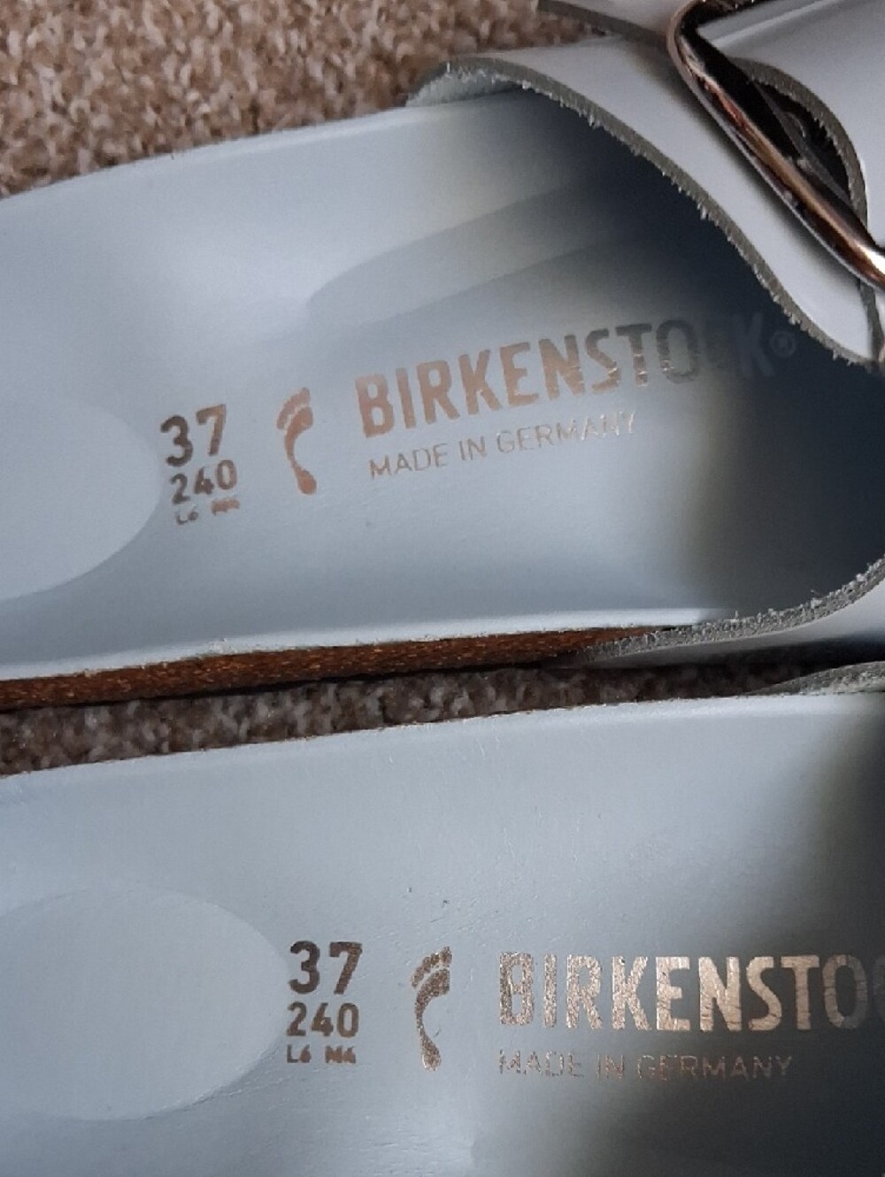 Birkenstock Light Blue Madrid EVA Single Strap Slides with Silver Buckles - Picture 4 of 10